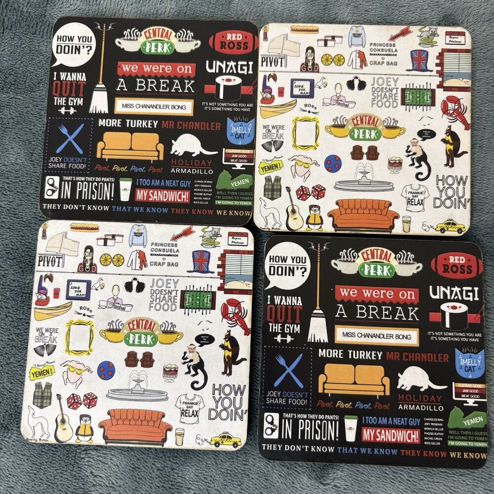 MCSID RAZZ Friends TV Series Corked Back Hardboard Coasters 4